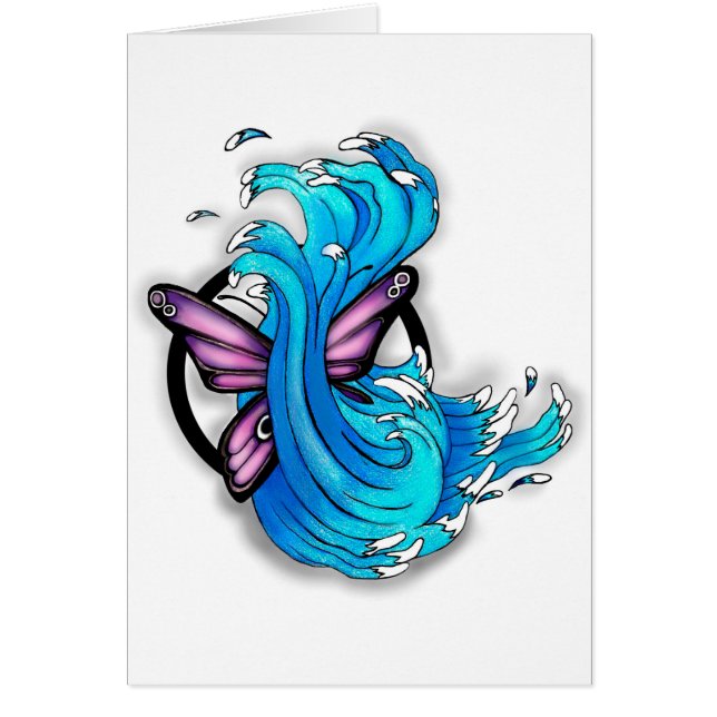 Butterfly och vågar hälsningskort (Framsidan)