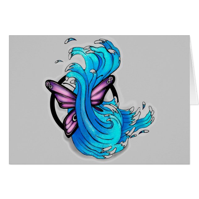 Butterfly och vågar hälsningskort (Framsidan Horizontal)