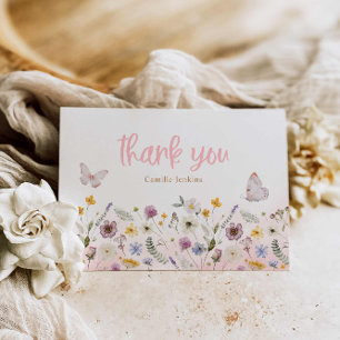 Butterfly och Wildblomma Baby Shower Tack Kort