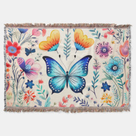 Butterfly och Wildblomma Garden Filt