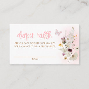 Butterfly och Wildbloms Rosa Diaper Raffle Biljett Tilläggskort