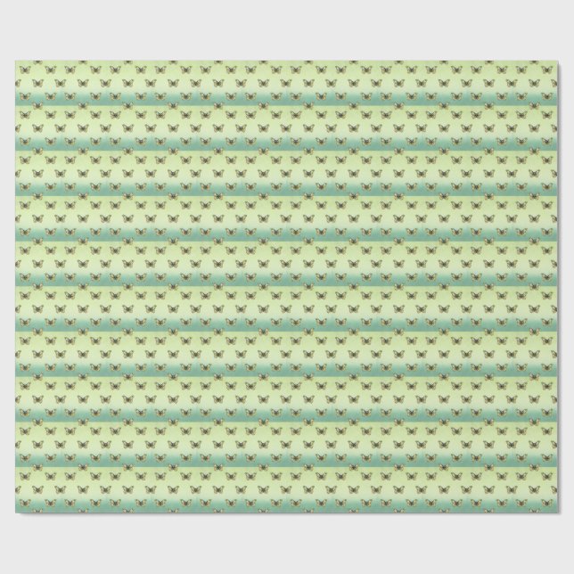 Butterfly Ombre Animal Nature Green Yellow  Presentpapper (Platt)