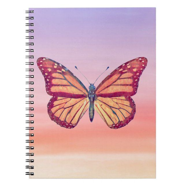 Butterfly Ombre Sunset Tones Journal Notebook Anteckningsbok (Framsidan)