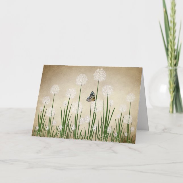 Butterfly On Dandelion Kort (Framsida)