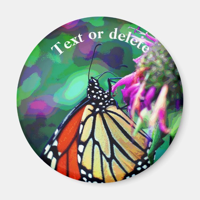 Butterfly On Flower Nature Art Personalized Magnet (Framsidan)