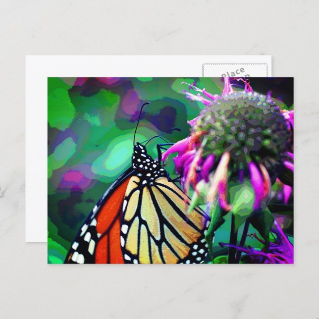 Butterfly On Flower Nature Art Personalized Vykort (Fram/baksida)