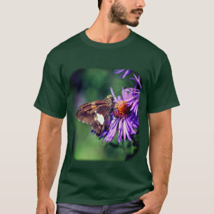 Butterfly On Lila Aster Flower T Shirt