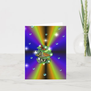 Butterfly on lila gult Rainbow Card Anteckningskort