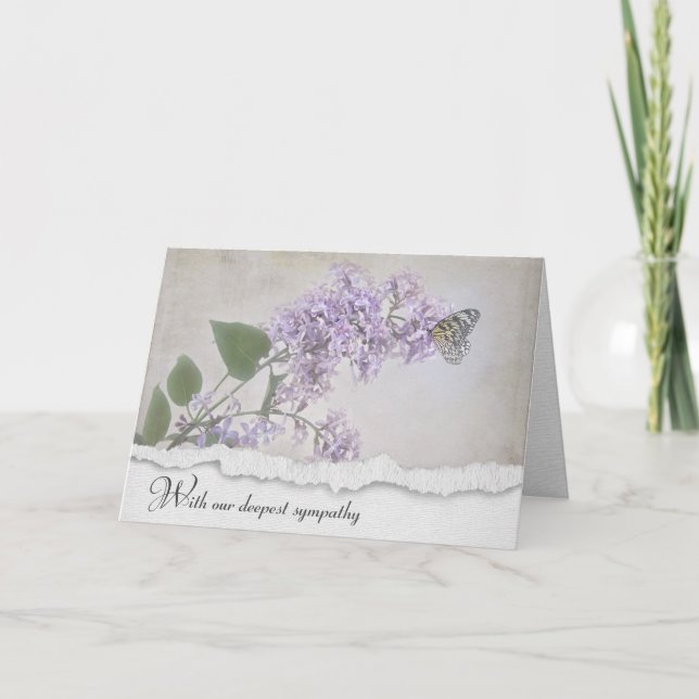 Butterfly On Lilac Sympathy Card Kort (Framsida)