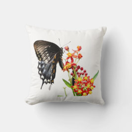 Butterfly on Milkweed Blooms, White Dekorativ kudd Kudde