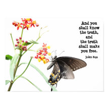 Butterfly on Milkweed, with Verse (John 8:32)