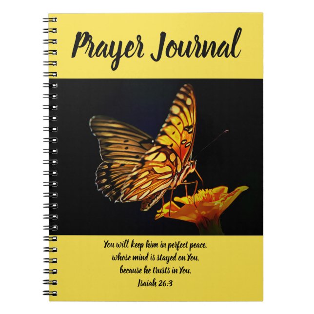 Butterfly On Orange Flower Prayer Journal Anteckningsbok (Framsidan)