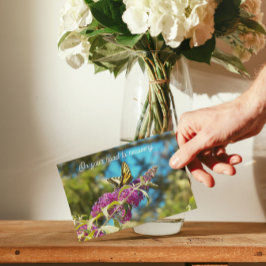 Butterfly on Pink Flowers Get Well Kort