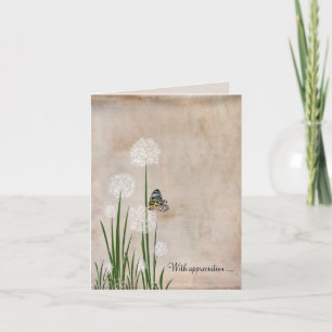 Butterfly on Puff Flower Sympathy Tack Kort