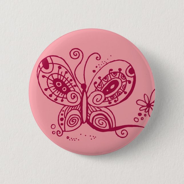 Butterfly on Rosa Button Knapp (Framsida)