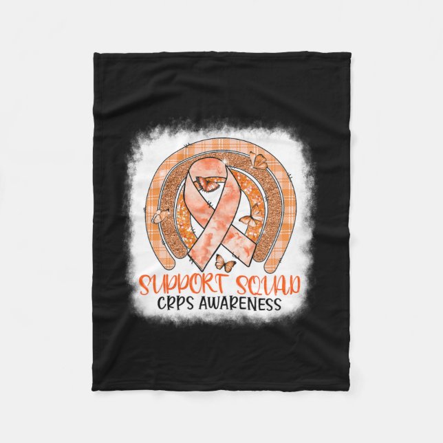 Butterfly Orange Rainbow Support Squad Crps Awaren Fleecefilt (Framsidan)