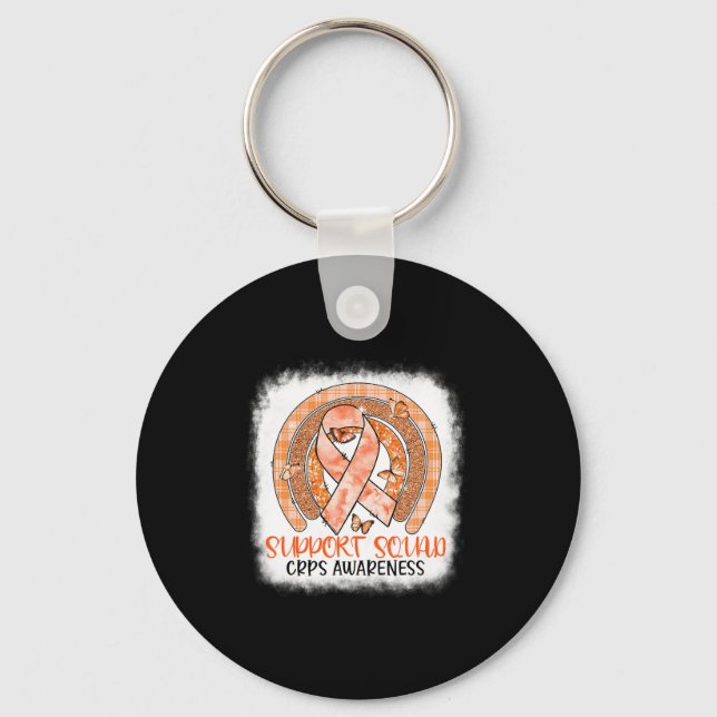 Butterfly Orange Rainbow Support Squad Crps Awaren Nyckelring (Framsida)