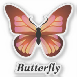 Butterfly Orange Rosa Black Klistermärken