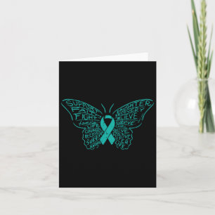 Butterfly Ord Teal Ribbon Support Ovarian Cancer Kort