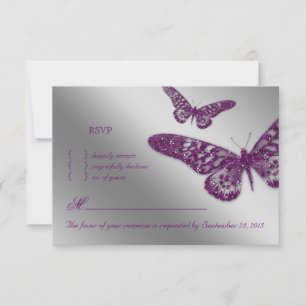 Butterfly OSA Bröllop Reply Card Lila Kort