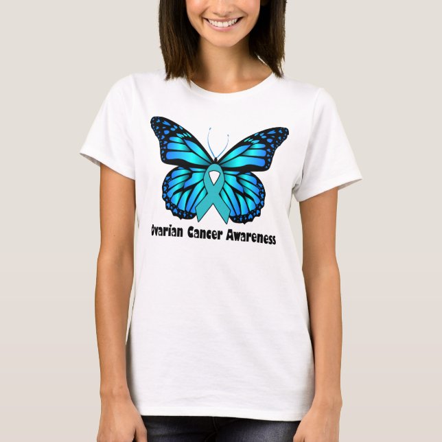 Butterfly Ovarian Cancer, Ovarian Cancer Awareness T Shirt (Framsida)