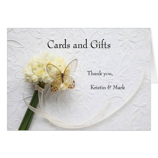 Butterfly på blombukett hälsningskort (Framsidan Horizontal)