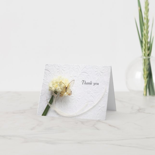 Butterfly på blombukett tack kort (Framsida)