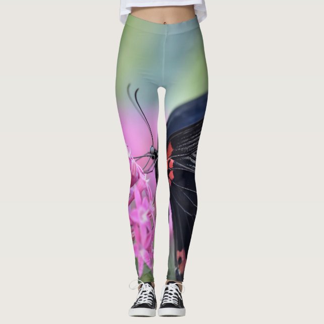 Butterfly på blomman leggings (Framsida)