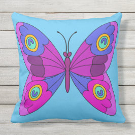 Butterfly på Blue Background Dekorativ kudde