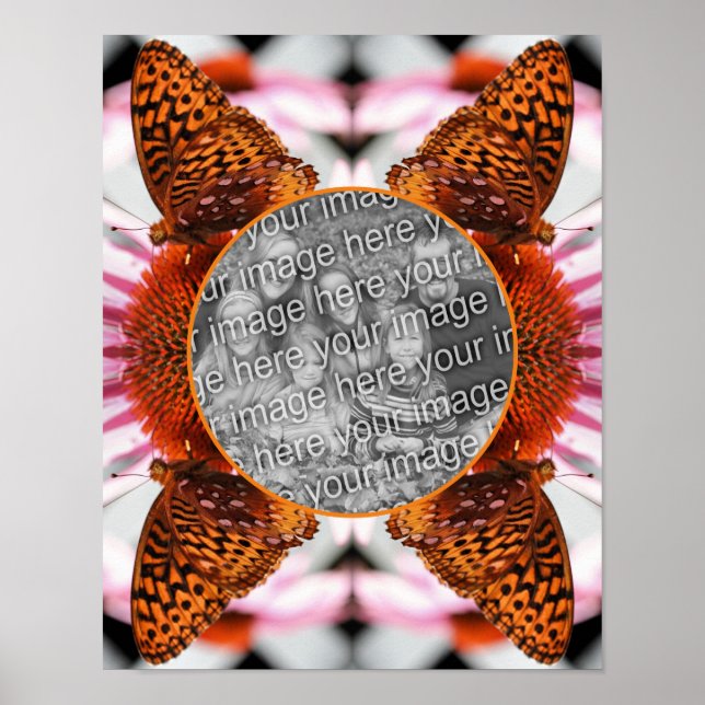 Butterfly på Flower Ram Skapar ditt eget foto Poster (Framsidan)