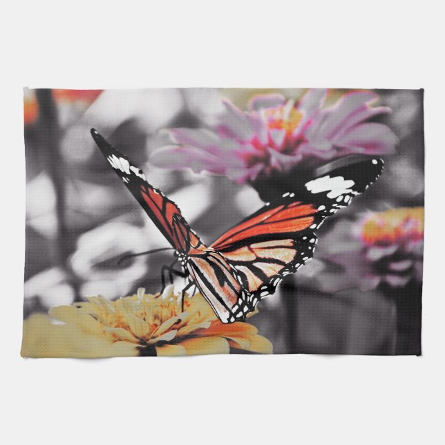 Butterfly på Flowers Kökshandduk (Horisontell)