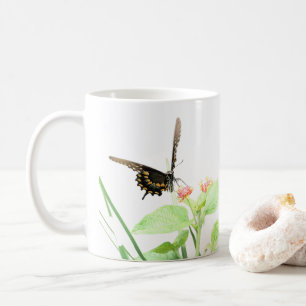 Butterfly på Lantana, på White Kaffemugg