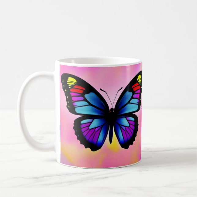 Butterfly på ljusa bakgrunder kaffemugg (Vänster)