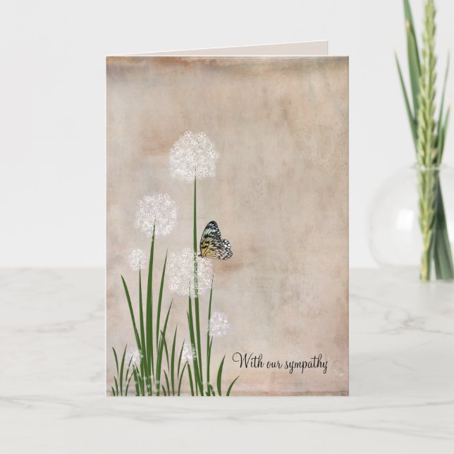 Butterfly på Puff Flower Sympathy Card Kort (Framsida)