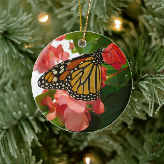 Butterfly på Red Flowers Ornament (Träd)