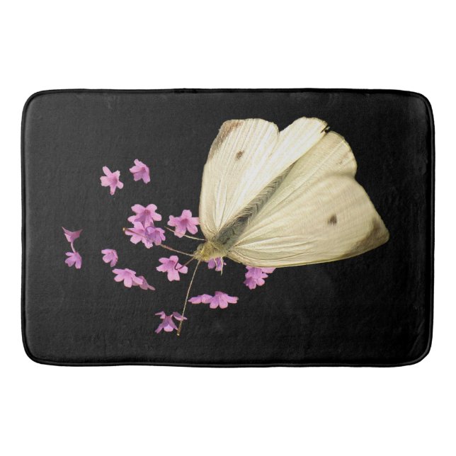 Butterfly på Verbena Flowers Bath Mats Badrumsmatta (Framsidan)