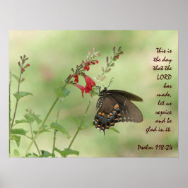 Butterfly på Wildblomma, med Psalm 118:24 Poster