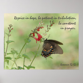 Butterfly på Wildblommor, Verse Romans 12:12 Poster