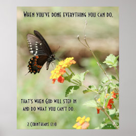 Butterfly på Wildfllowers, w Corinthians Verse Poster