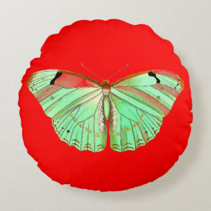 Butterfly Papillon Round Pillow Rund Kudde