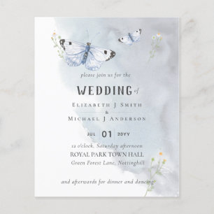 Butterfly Paradise Dusty Blue Bröllop Flyer
