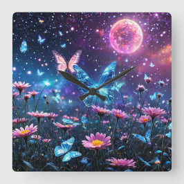 Butterfly Paradise Fyrkantig Klocka