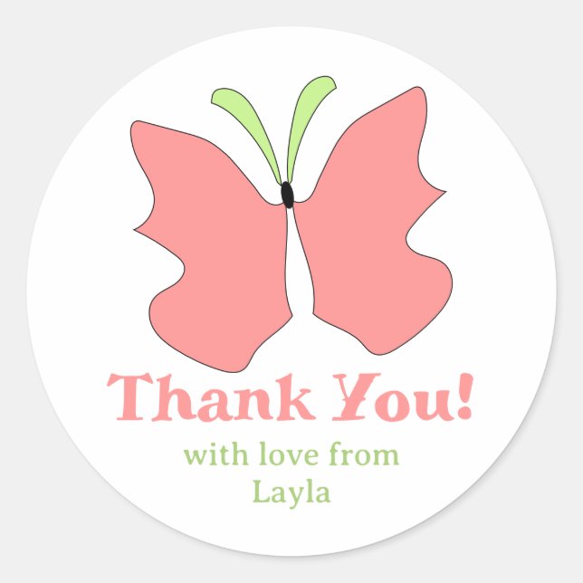 Butterfly Party Tack Runt Klistermärke (Framsida)