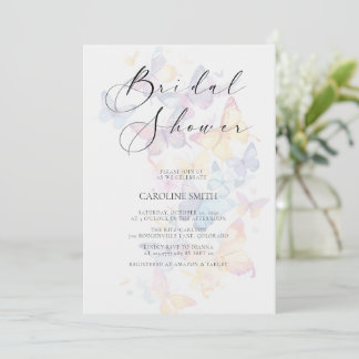 Butterfly Pastel Bridal Shower Invitation Inbjudningar