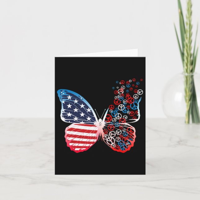 Butterfly Patriotic Fredsteckens 4:e juli US FLA Kort (Framsida)