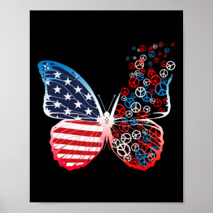 Butterfly Patriotic Fredsteckens 4:e juli US FLA Poster
