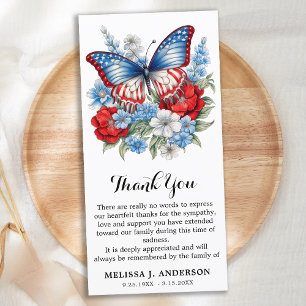 Butterfly Patriotic Funeral Memorial Sympathy Tack Kort