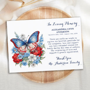 Butterfly Patriotic Sympathy Memorial Funeral Tack Kort