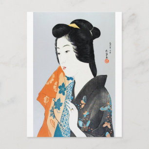 Butterfly-patterned Kimono, Goyō Hashiguchi Vykort