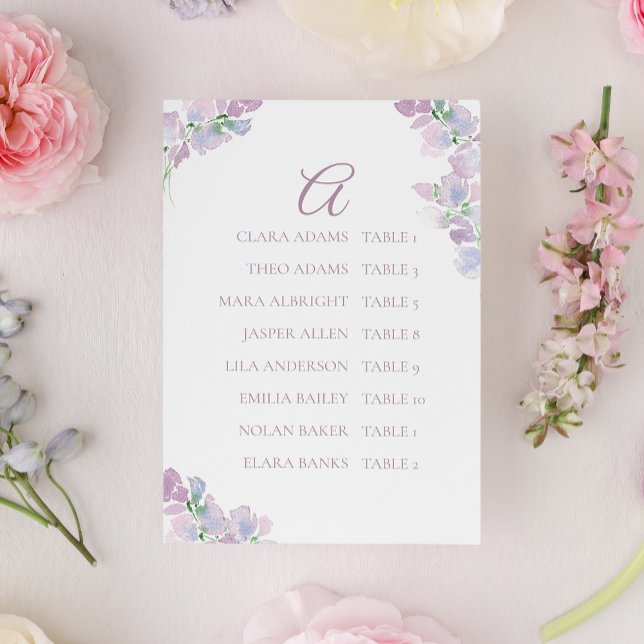 Butterfly Pea Flower Wedding Seating Chart Card Bordsnummer (Skapare uppladdad)